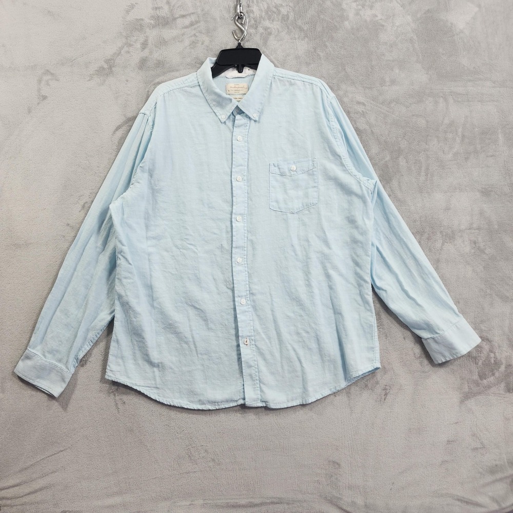 Weatherproof Vintage Shirt Mens 2XL Blue Country Twill Button Down Long Sleeve